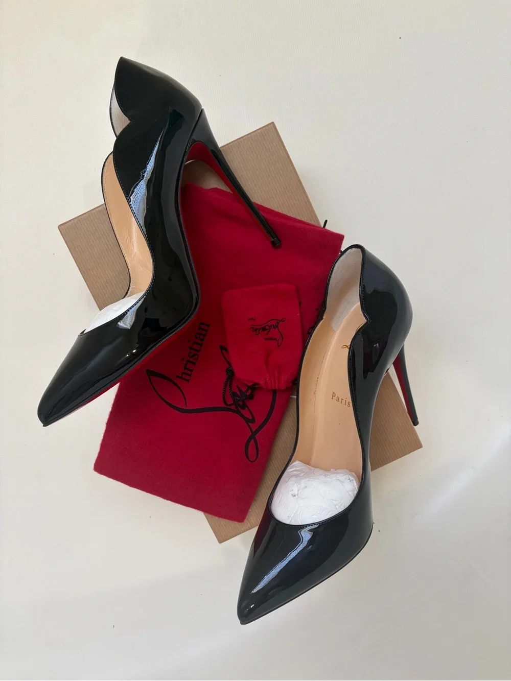 Christian Louboutin Black Patent Pointed-Toe Stiletto with Red Sole